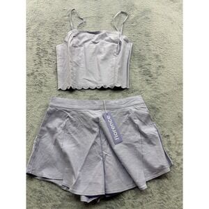 Florence by Mills Womens Small Lavender Linen Blend Cami and Shorts Set RFM0186